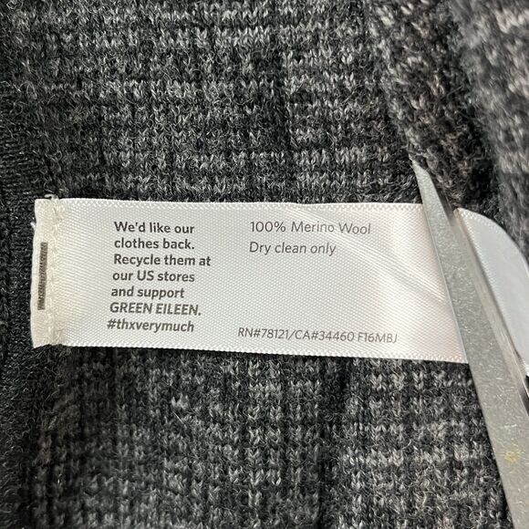 Eileen Fisher Women's‎ Black/Gray Merino Wool Open Front Jacket Blazer Sz Small - Picture 6 of 7